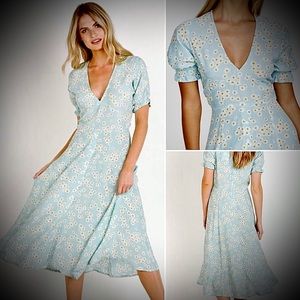 Faithfull the Brand Light Blue Floral Midi Dress